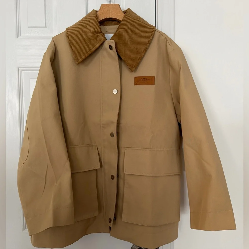 GANNI Camel Twill Midi Jacket - Picture 3 of 12
